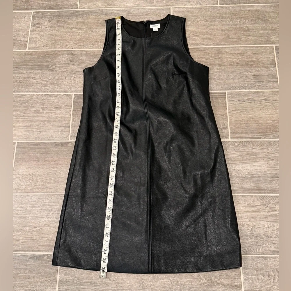 NWT! J. Crew Black Faux-Leather Sleeveless Shift Dress. Size 10.